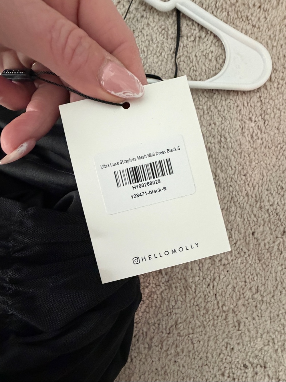 **NWT Hello Molly Black Asymmetrical Strapless Mesh Midi Dress- Size 2 - Picture 6 of 7